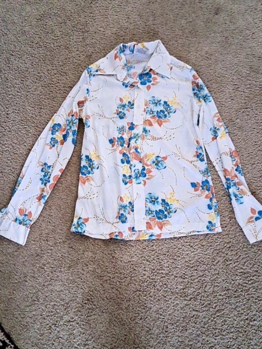 Vintage Floral Dagger Collar Shirt